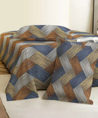 Rust Striped Cotton Double Bedsheet with Pillow Covers