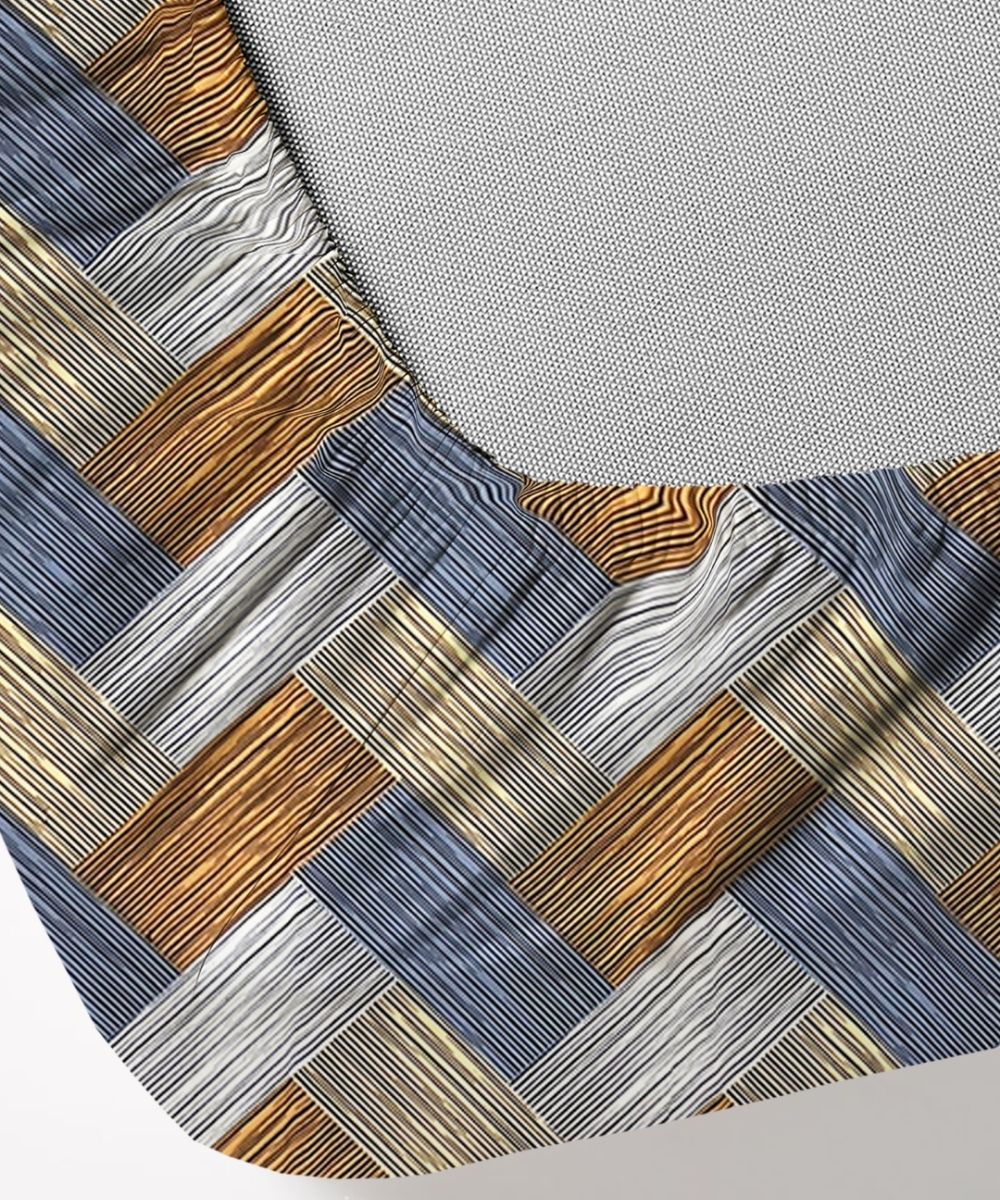 Rust Striped  – 130 GSM Cotton Fitted Bedsheet With Pillow Cover