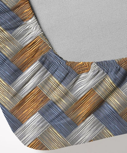 Rust Striped  – 130 GSM Cotton Fitted Bedsheet With Pillow Cover