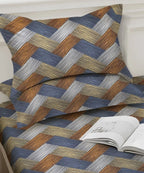 Rust Striped Cotton Double Bedsheet with Pillow Covers