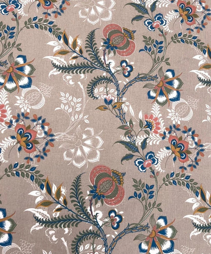 Beige Floral Trail Cotton Double Bedsheet with Pillow Covers