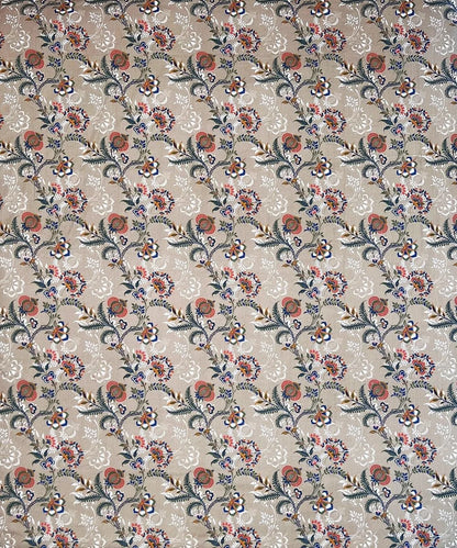 Beige Floral Trail Cotton Double Bedsheet with Pillow Covers