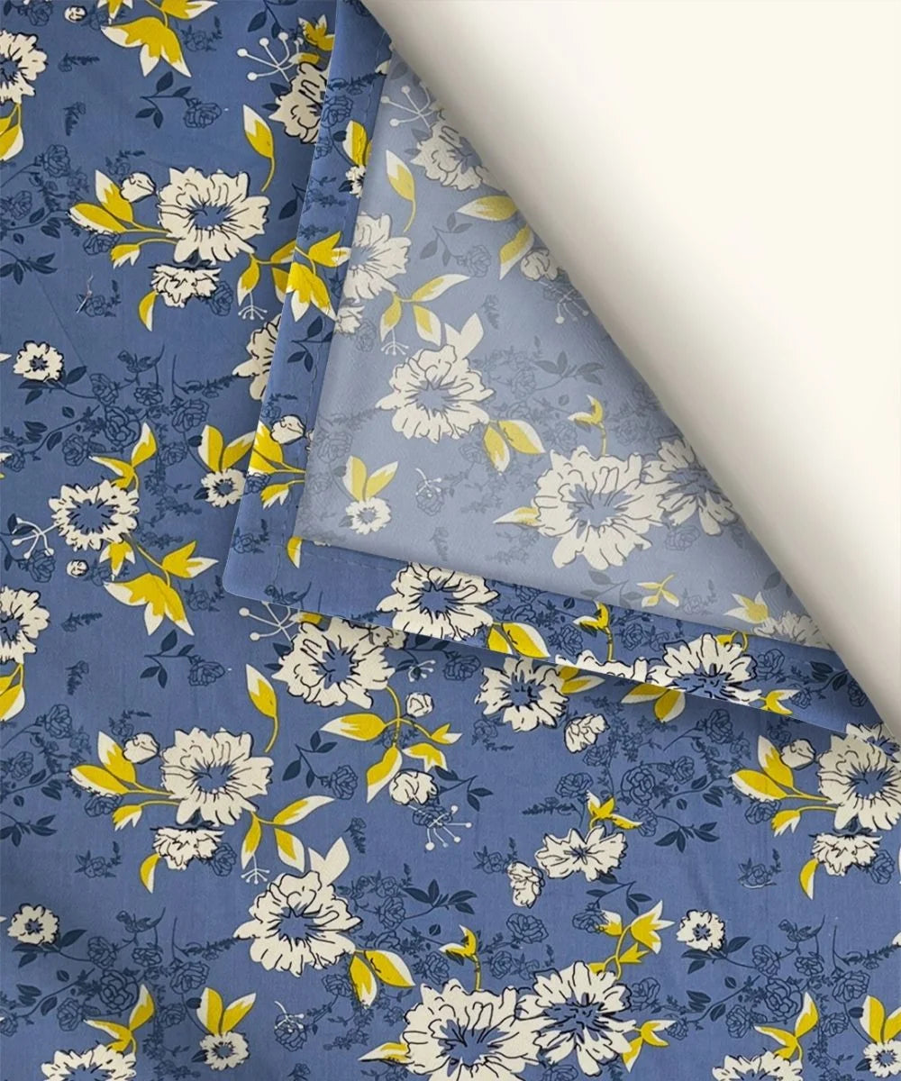 Sky Bloom Floral Cotton Double Bedsheet with Pillow Covers