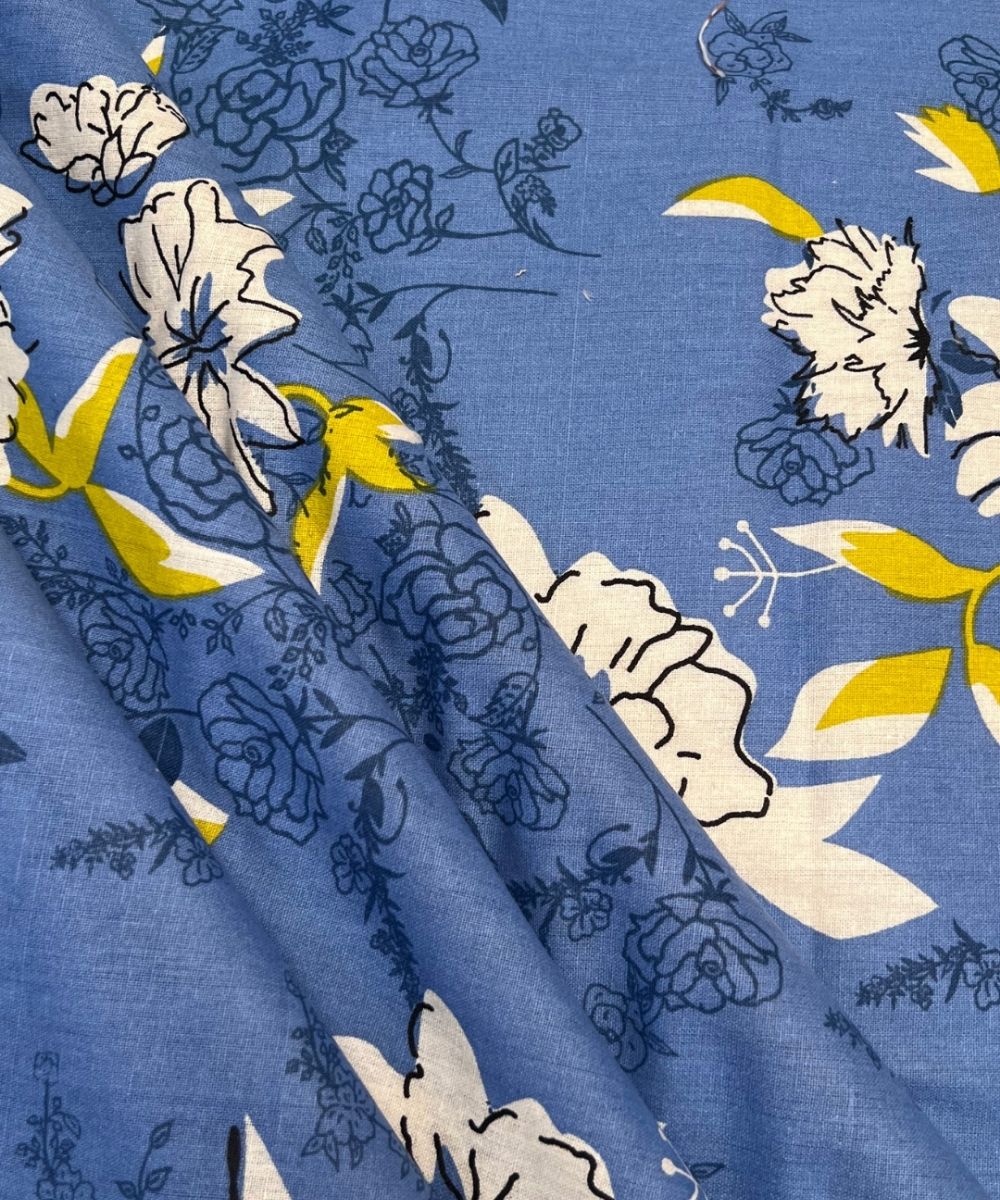 Sky Bloom Floral – 130 GSM Cotton Fitted Bedsheet With Pillow Cover