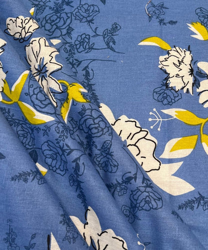 Sky Bloom Floral – 130 GSM Cotton Fitted Bedsheet With Pillow Cover