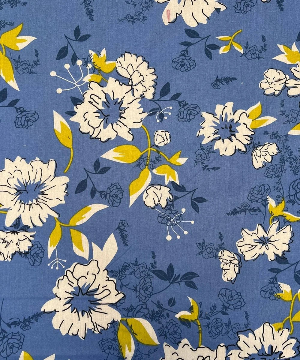Sky Bloom Floral Cotton Double Bedsheet with Pillow Covers
