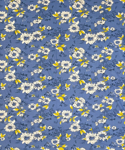 Sky Bloom Floral – 130 GSM Cotton Fitted Bedsheet With Pillow Cover
