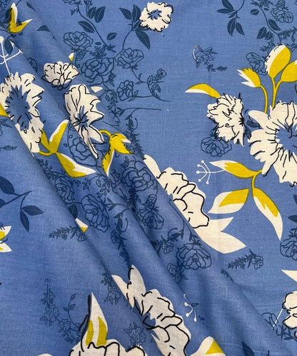 Sky Bloom Floral Cotton Double Bedsheet with Pillow Covers