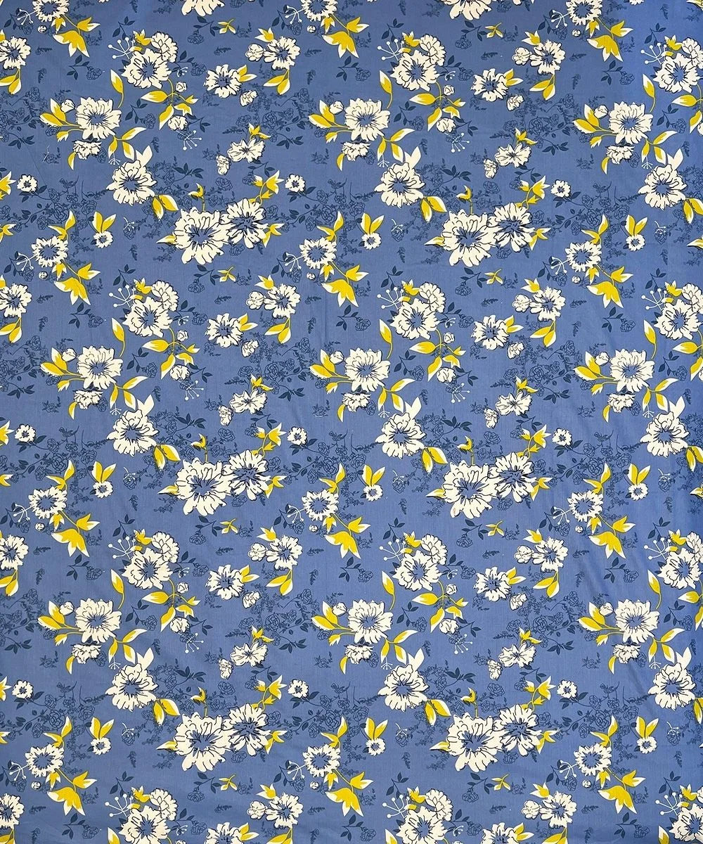 Sky Bloom Floral Cotton Double Bedsheet with Pillow Covers