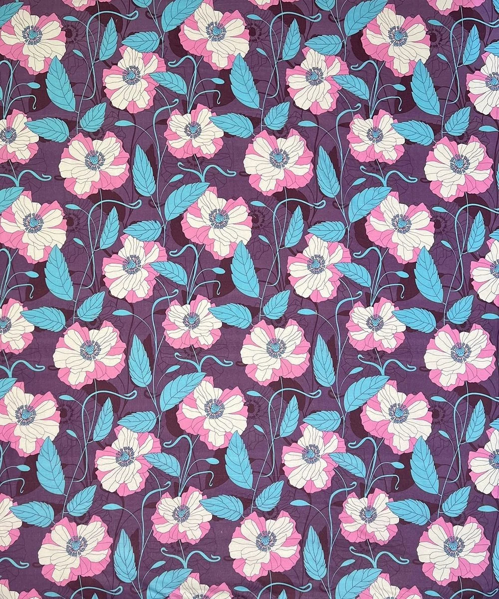 Purple Blossom Floral Cotton Double Bedsheet with Pillow Covers