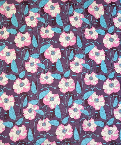 Purple Blossom Floral Cotton Double Bedsheet with Pillow Covers