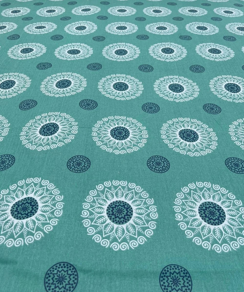 Mint Paisley Elegance Cotton Double Bedsheet with Pillow Covers