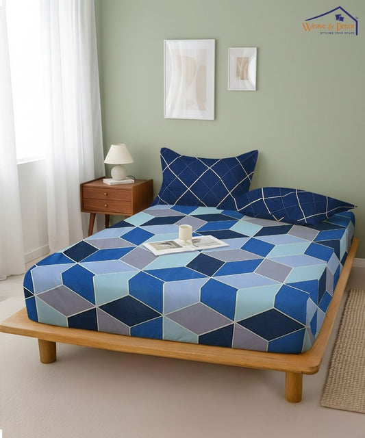 Modern Rhombus Fitted Bedsheet With Pillow Cover