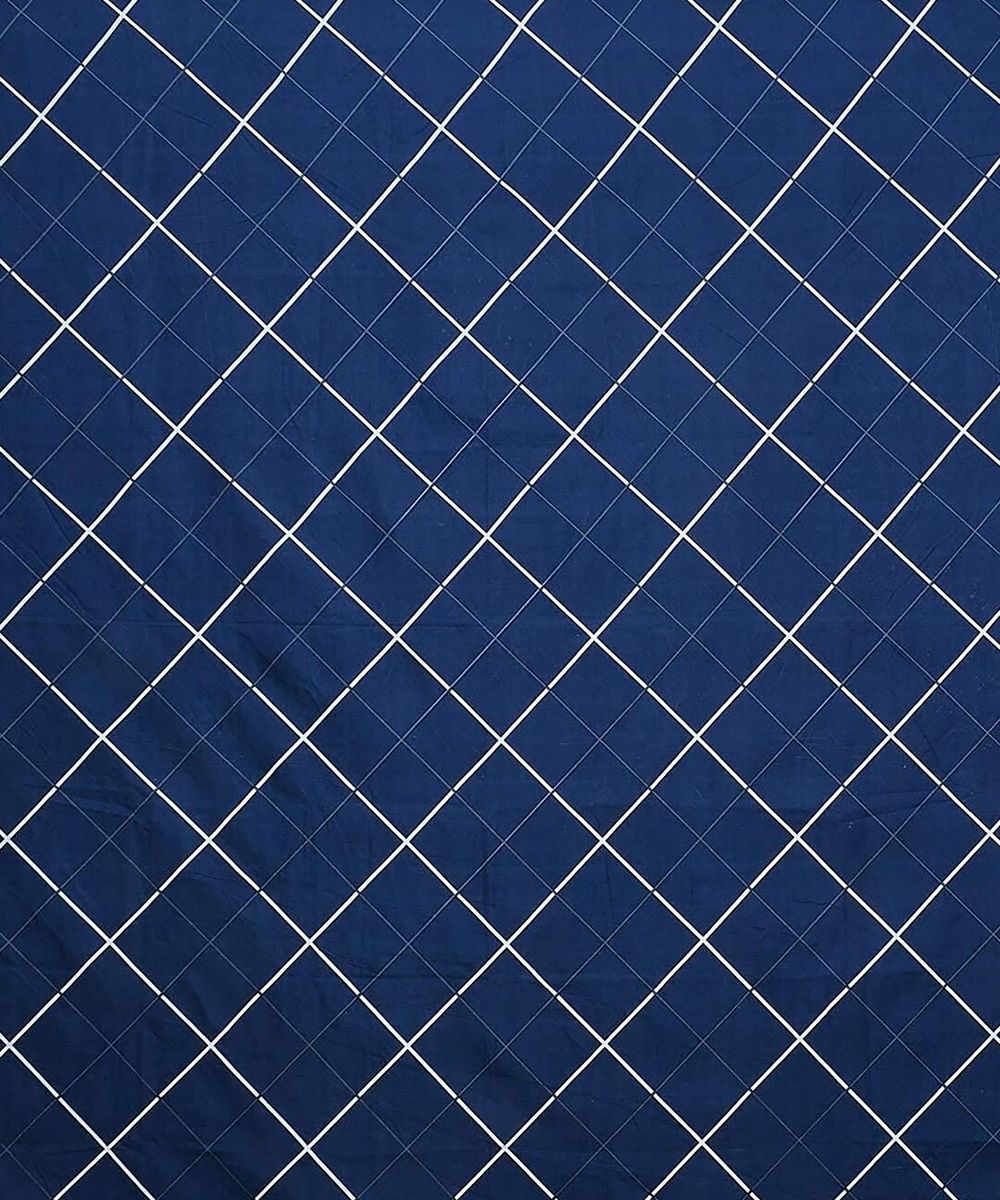 Navyblue Rhombus Fitted Bedsheet With Pillow Cover