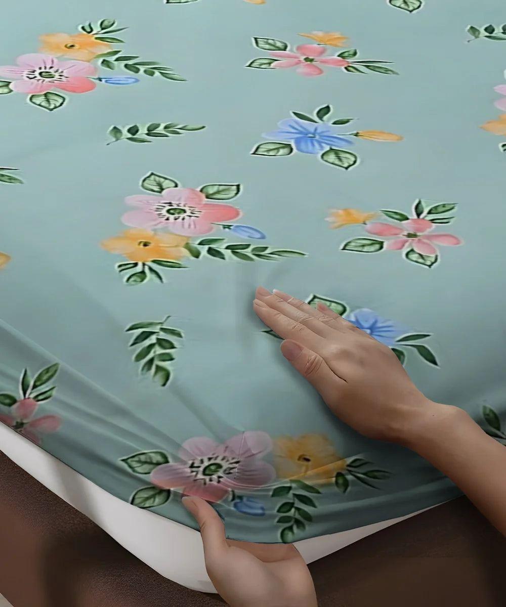 Pastel Bloom King Size Bedsheet With 2 Pillow Cover