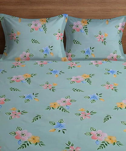 Pastel Bloom King Size Bedsheet With 2 Pillow Cover