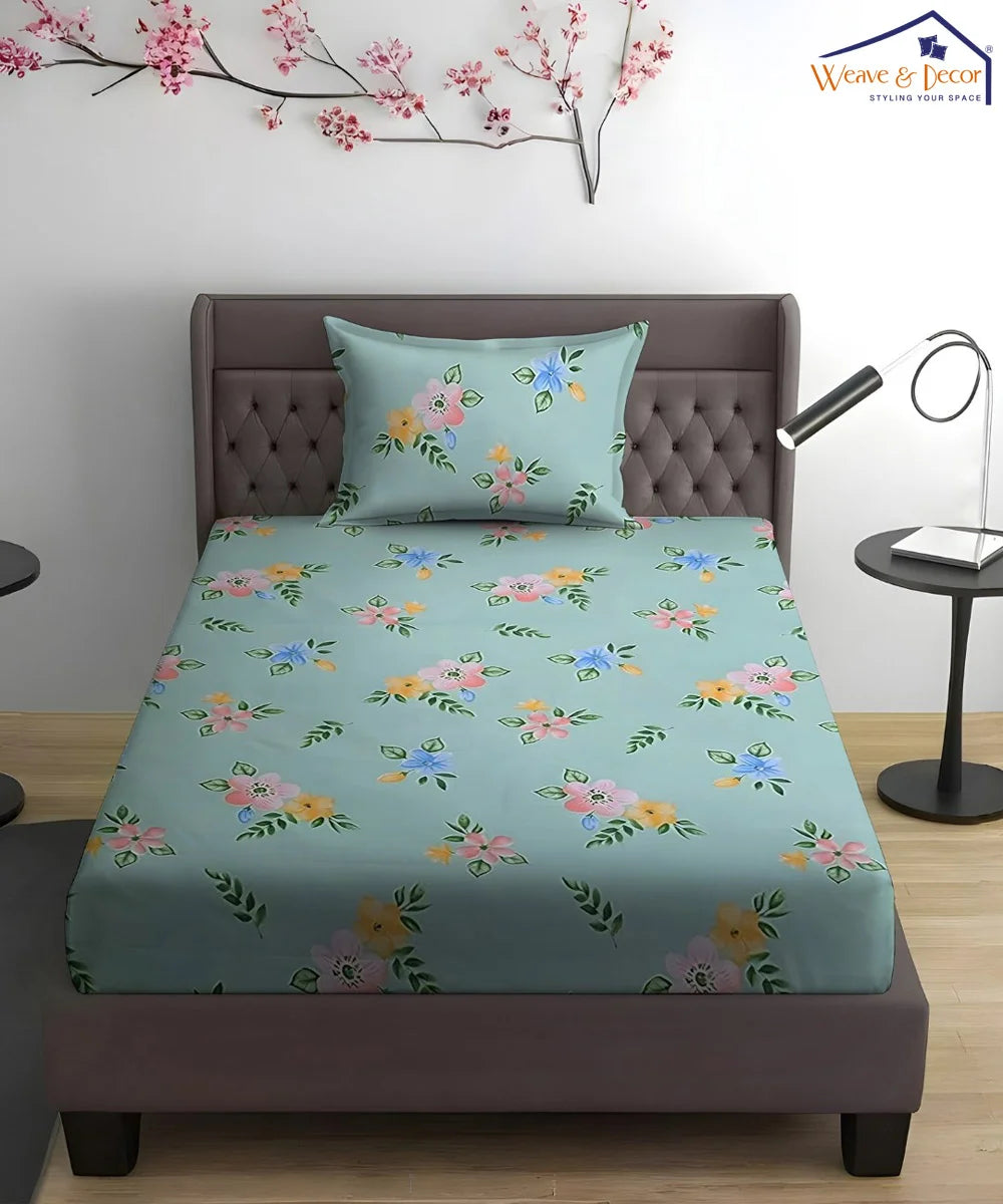 Pastel Bloom King Size Bedsheet With 2 Pillow Cover