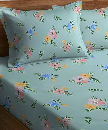 Pastel Bloom King Size Bedsheet With 2 Pillow Cover