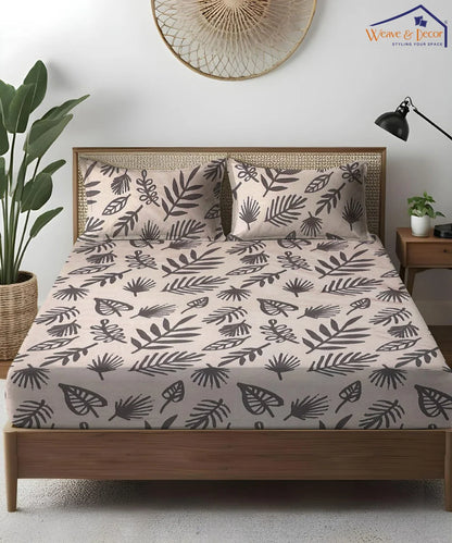 Earthy LeafKing Size Bedsheet With 2 Pillow Cover