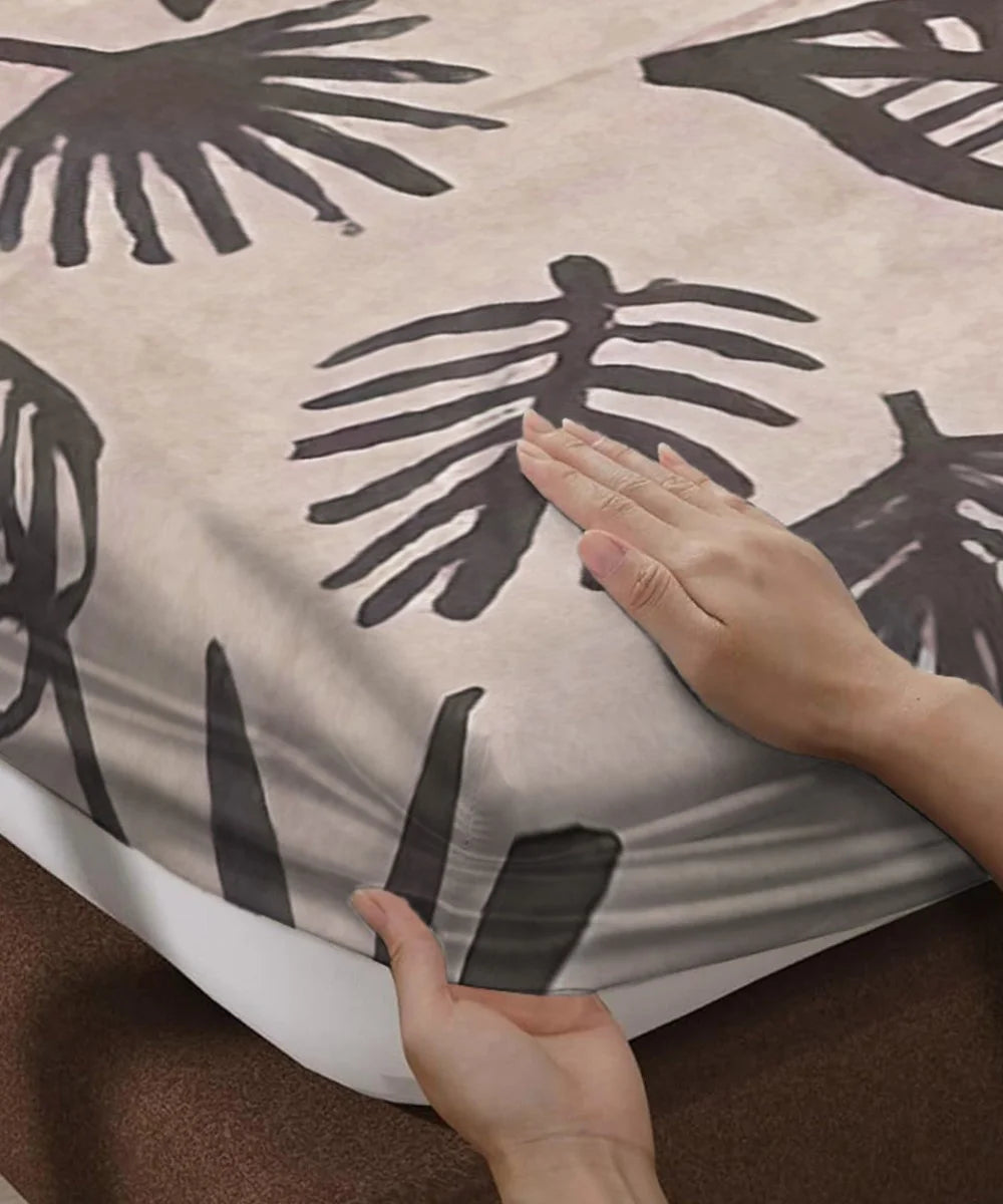 Earthy LeafKing Size Bedsheet With 2 Pillow Cover