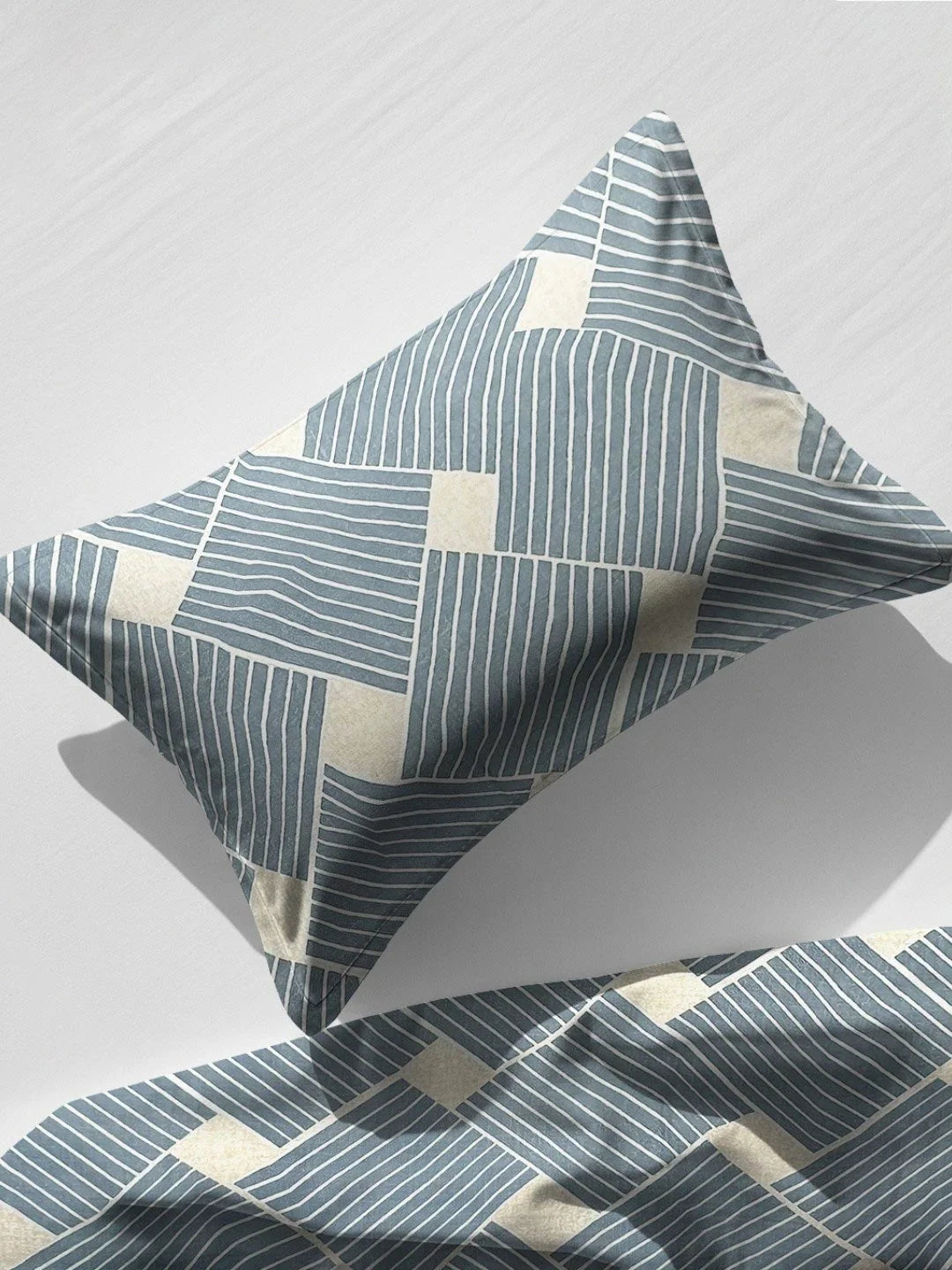 Azure Stripes  Flat Bedsheet With Pillow Covers