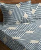 Azure Stripes  Flat Bedsheet With Pillow Covers