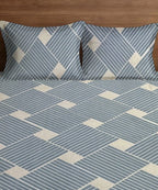 Azure Stripes  Flat Bedsheet With Pillow Covers