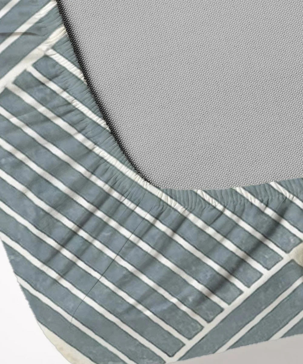 Azure Stripes  Flat Bedsheet With Pillow Covers