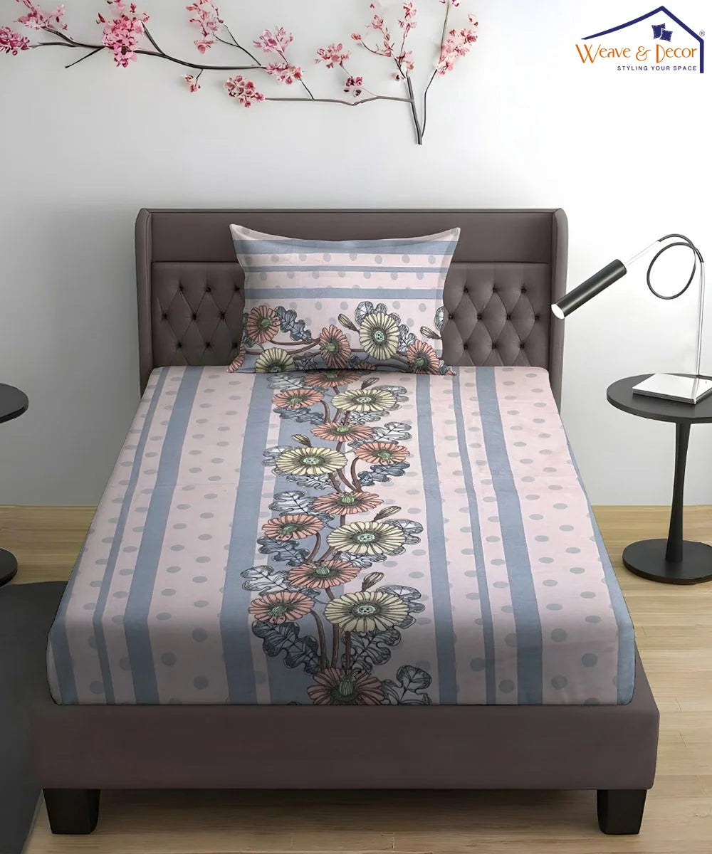 Blossom Stripe Bedsheet With Pillow Covers