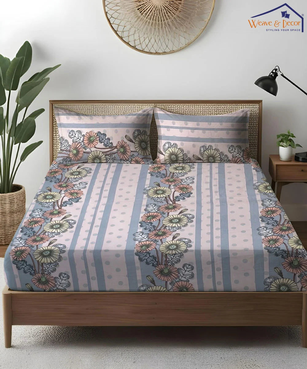 Blossom Stripe Bedsheet With Pillow Covers