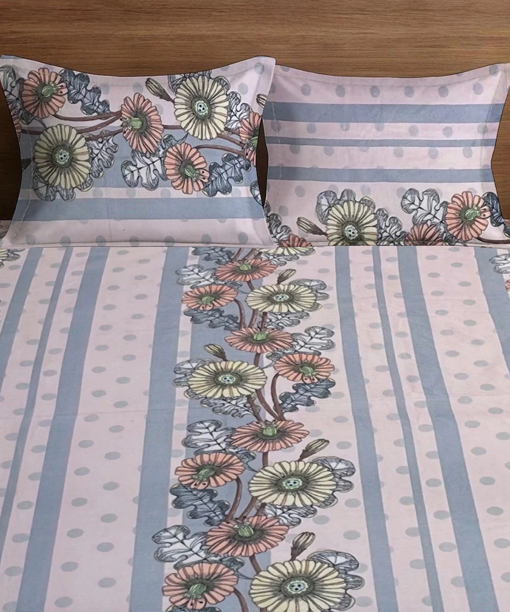 Blossom Stripe Bedsheet With Pillow Covers