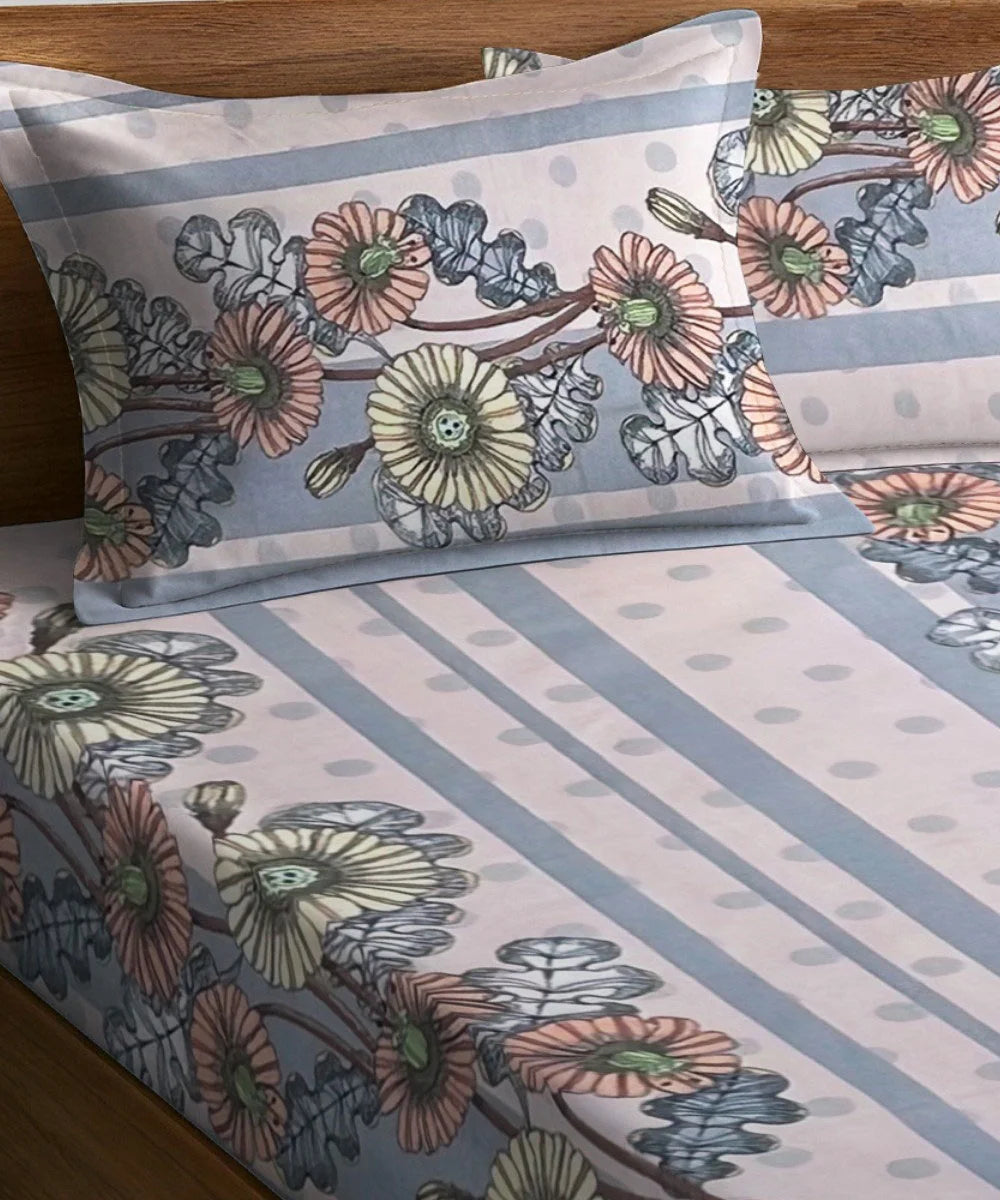 Blossom Stripe Bedsheet With Pillow Covers