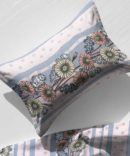 Blossom Stripe Bedsheet With Pillow Covers