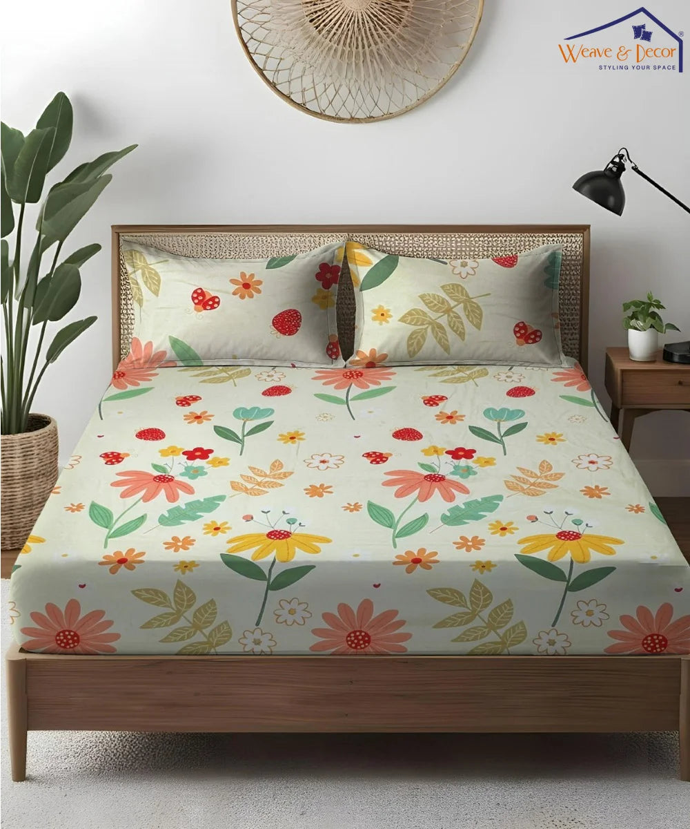 Sunny MeadowKing Size Bedsheet With 2 Pillow Cover