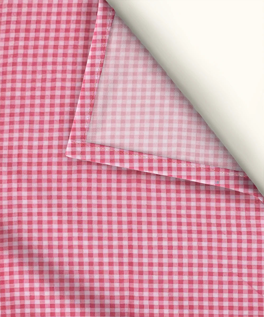 Pink Gingham King Size Bedsheet With 2 Pillow Cover