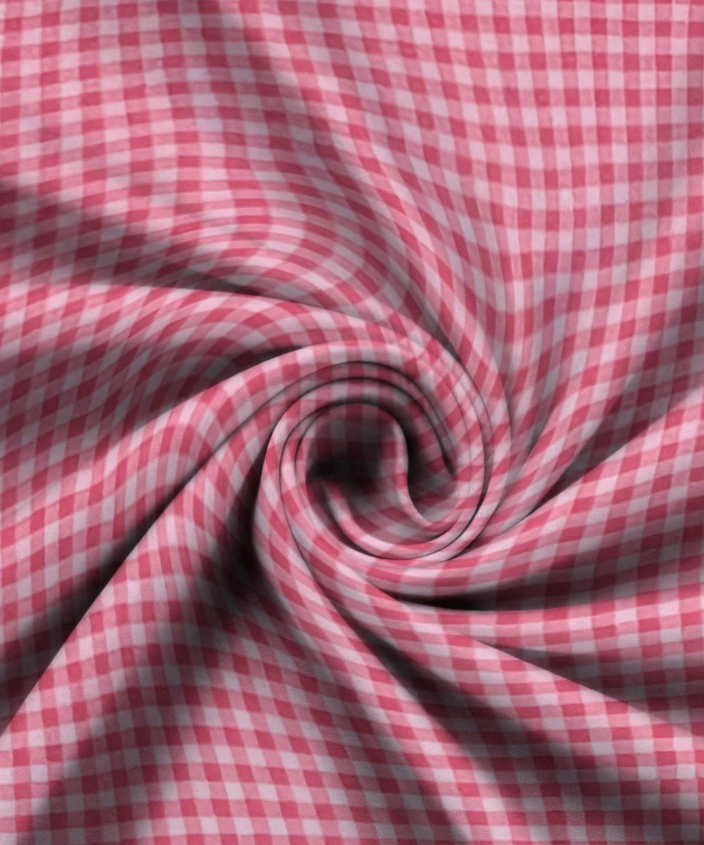 Pink Gingham King Size Bedsheet With 2 Pillow Cover
