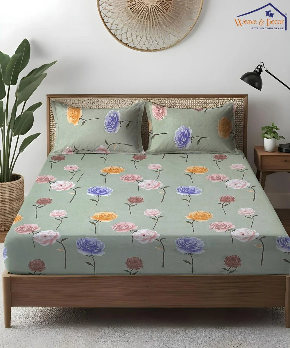 Pastel Garden Flat Bedsheet With Pillow Covers