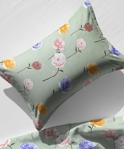 Pastel Garden Flat Bedsheet With Pillow Covers