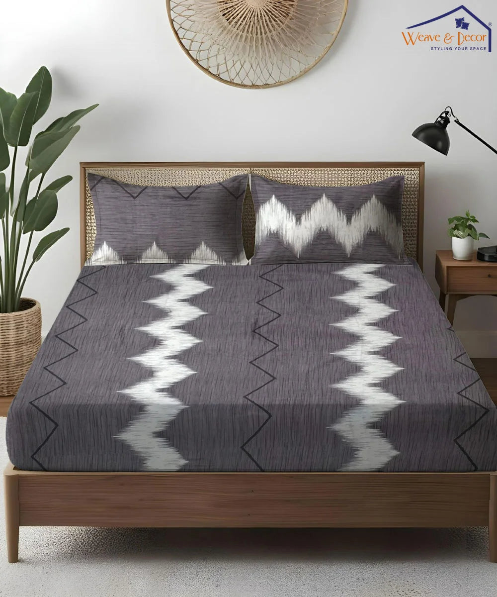 Midnight Wave Flat Bedsheet With Pillow Covers