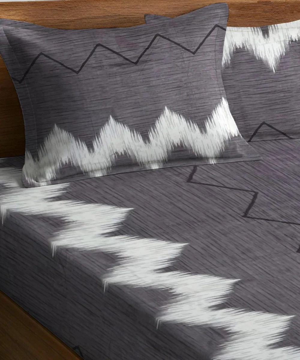 Midnight Wave Flat Bedsheet With Pillow Covers
