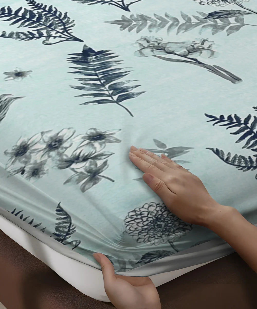Misty Fern Floral Flat Bedsheet With Pillow Covers