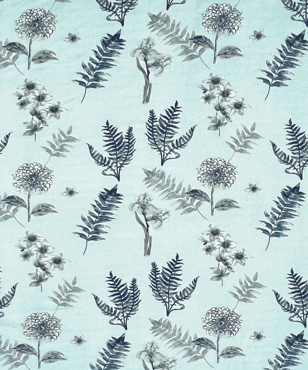 Misty Fern Floral Flat Bedsheet With Pillow Covers