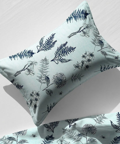 Misty Fern Floral Flat Bedsheet With Pillow Covers