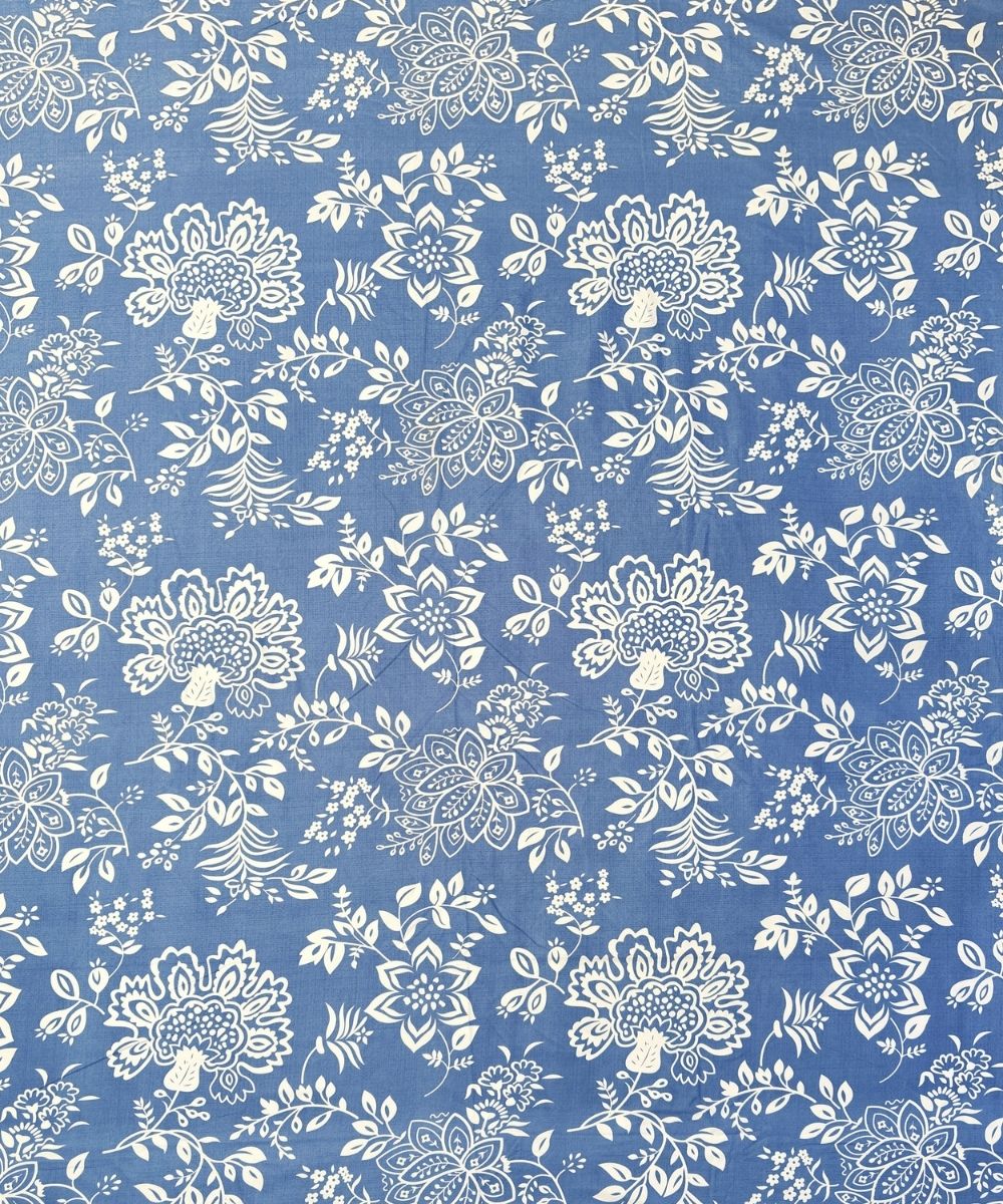 Blue Blossom Bedsheet With Pillow Covers
