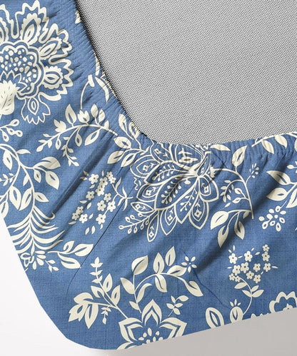 Blue Blossom Bedsheet With Pillow Covers