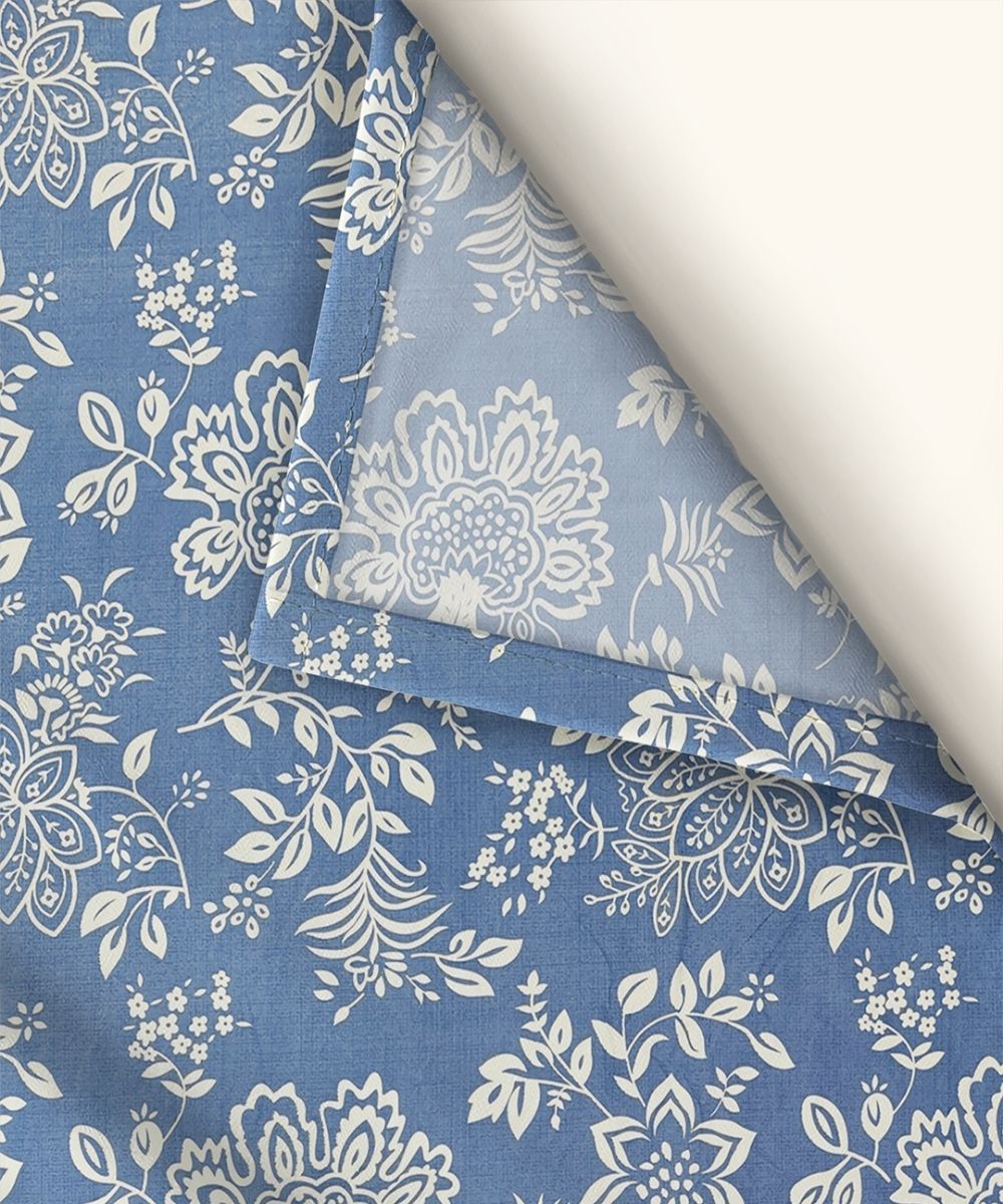 Blue Blossom Bedsheet With Pillow Covers