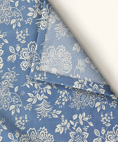 Blue Blossom Bedsheet With Pillow Covers