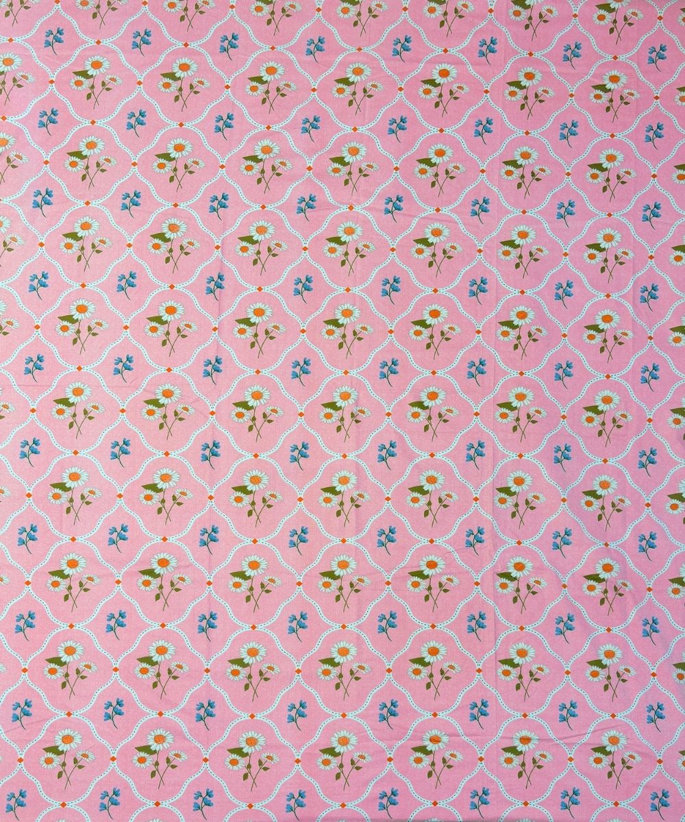 Daisy Blush  Stripe Bedsheet With Pillow Covers