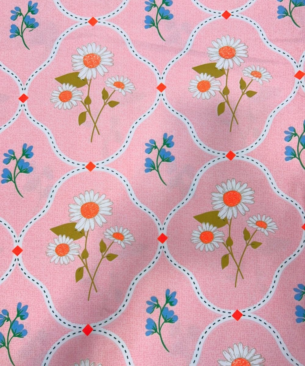 Daisy Blush  Stripe Bedsheet With Pillow Covers
