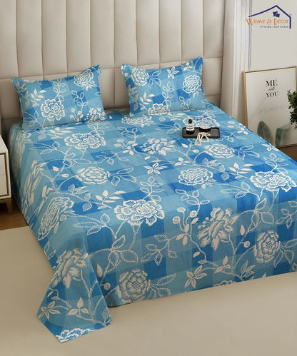 Indigo Garden Bedsheet With Pillow Covers
